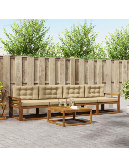 Set di divani da esterno con cuscino 5 pcs Naturale e Beige