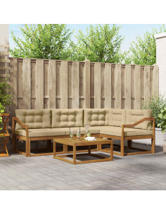 Set di divani da esterno con cuscino 5 pcs Naturale e Beige