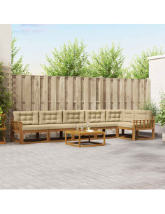 Set di divani da esterno con cuscino 7 pcs Naturale e Beige