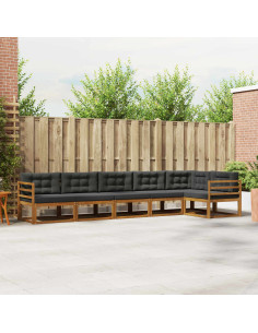 Set di divani da esterno con cuscino 6 pcs Naturale e Antracite