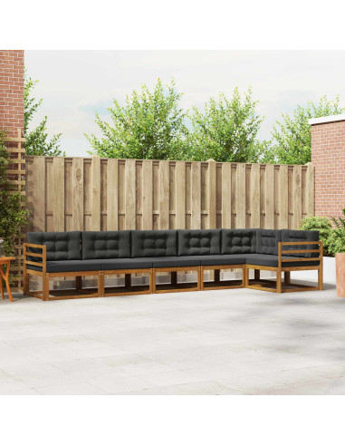 Set di divani da esterno con cuscino 6 pcs Naturale e Antracite