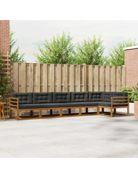 Set di divani da esterno con cuscino 6 pcs Naturale e Antracite