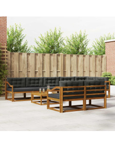 Set di divani da esterno con cuscino 9 pcs Naturale e Antracite