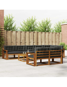 Set di divani da esterno con cuscino 9 pcs Naturale e Antracite