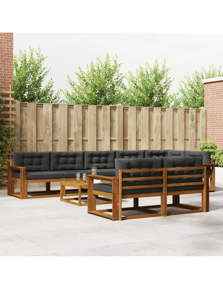 Set di divani da esterno con cuscino 9 pcs Naturale e Antracite