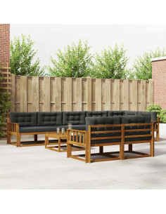 Set di divani da esterno con cuscino 9 pcs Naturale e Antracite
