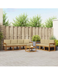 Set di divani da esterno con cuscino 8 pcs Naturale e Beige