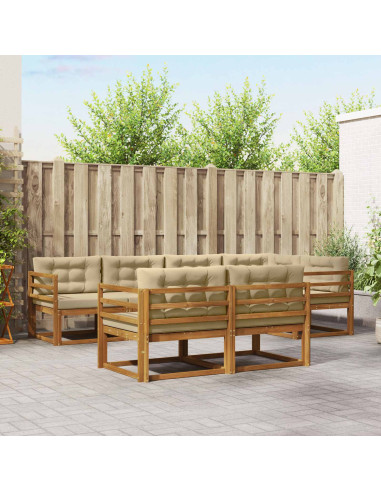 Set di divani da esterno con cuscino 7 pcs Naturale e Beige