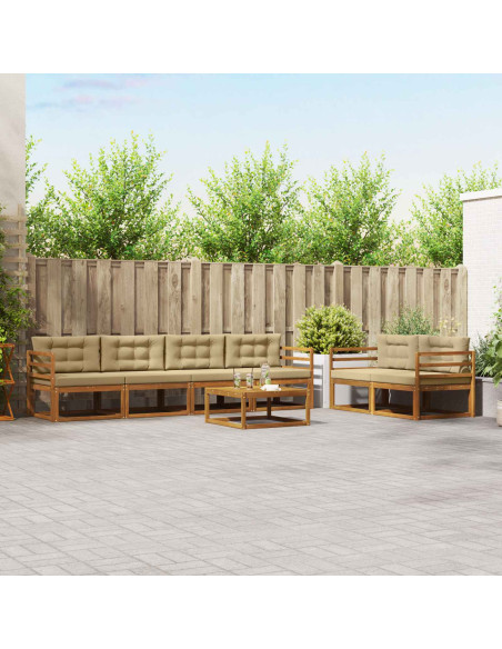 Set di divani da esterno con cuscino 7 pcs Naturale e Beige