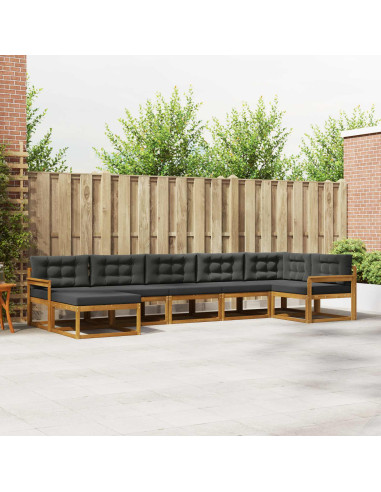 Set di divani da esterno con cuscino 7 pcs Naturale e Antracite