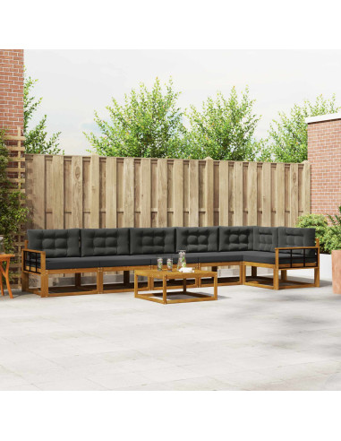 Set di divani da esterno con cuscino 7 pcs Naturale e Antracite