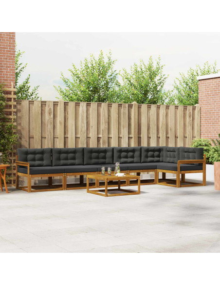 Set di divani da esterno con cuscino 7 pcs Naturale e Antracite