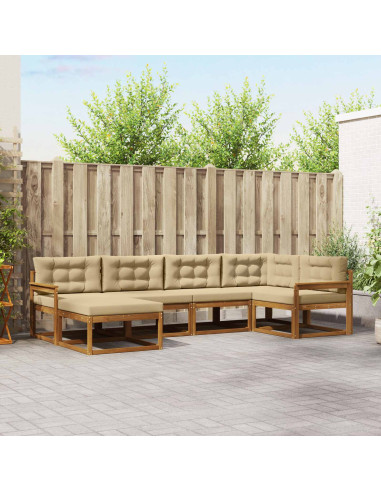Set di divani da esterno con cuscino 6 pcs Naturale e Beige