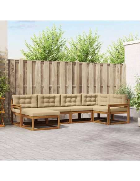 Set di divani da esterno con cuscino 6 pcs Naturale e Beige