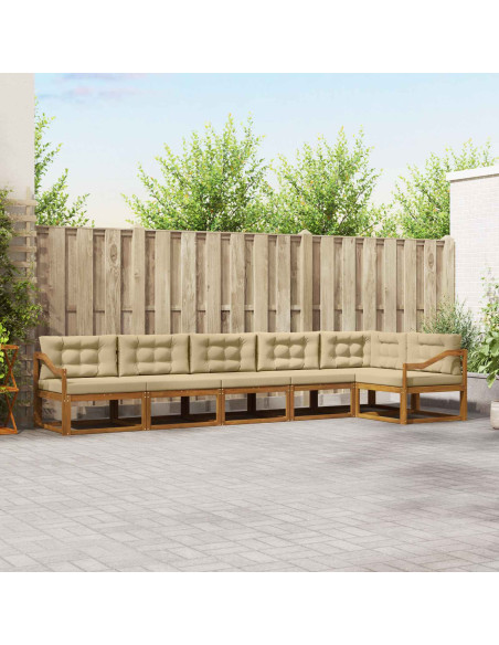 Set di divani da esterno con cuscino 6 pcs Naturale e Beige