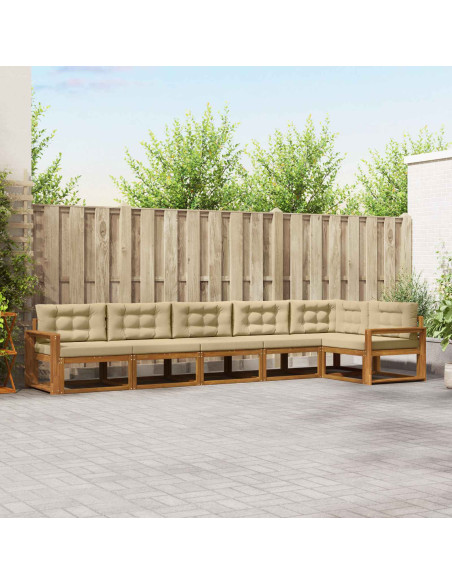 Set di divani da esterno con cuscino 6 pcs Naturale e Beige