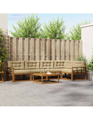 Set di divani da esterno con cuscino 6 pcs Naturale e Beige