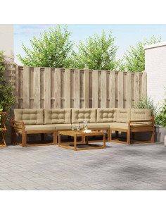 Set di divani da esterno con cuscino 6 pcs Naturale e Beige