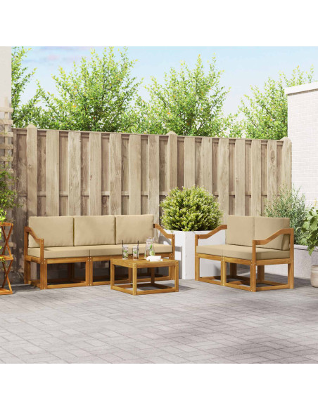 Set di divani da esterno con cuscino 6 pcs Naturale e Beige