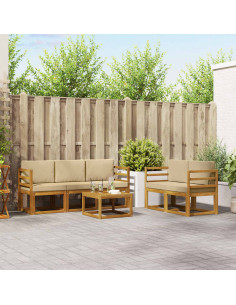 Set di divani da esterno con cuscino 6 pcs Naturale e Beige