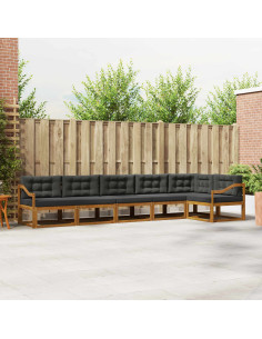 Set di divani da esterno con cuscino 6 pcs Naturale e Antracite