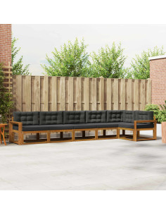 Set di divani da esterno con cuscino 6 pcs Naturale e Antracite