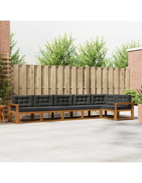 Set di divani da esterno con cuscino 6 pcs Naturale e Antracite