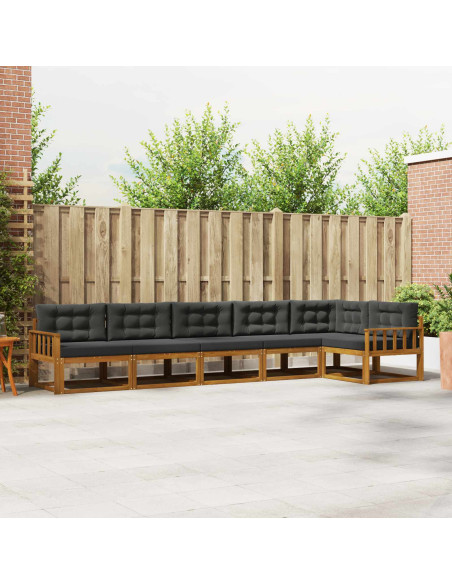 Set di divani da esterno con cuscino 6 pcs Naturale e Antracite