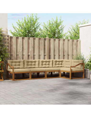 Set di divani da esterno con cuscino 5 pcs Naturale e Beige