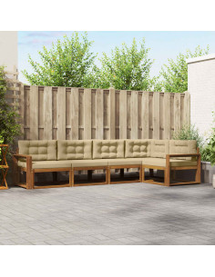 Set di divani da esterno con cuscino 5 pcs Naturale e Beige