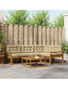 Set di divani da esterno con cuscino 5 pcs Naturale e Beige