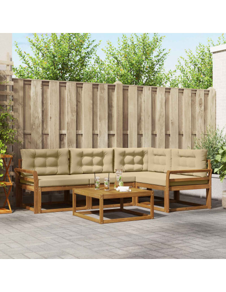 Set di divani da esterno con cuscino 5 pcs Naturale e Beige