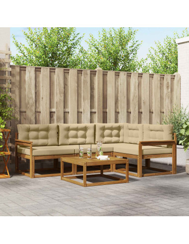 Set di divani da esterno con cuscino 5 pcs Naturale e Beige