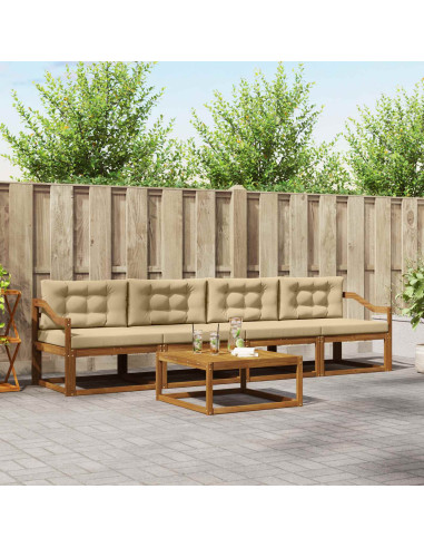 Set di divani da esterno con cuscino 5 pcs Naturale e Beige