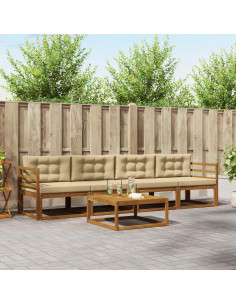 Set di divani da esterno con cuscino 5 pcs Naturale e Beige