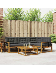Set di divani da esterno con cuscino 5 pcs Naturale e Antracite