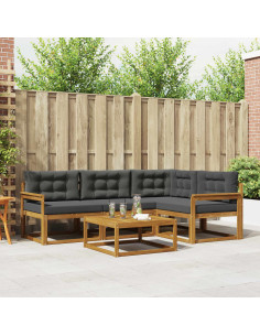 Set di divani da esterno con cuscino 5 pcs Naturale e Antracite