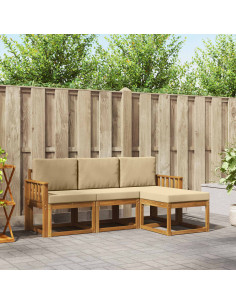 Set di divani da esterno con cuscino 4 pcs Naturale e Beige