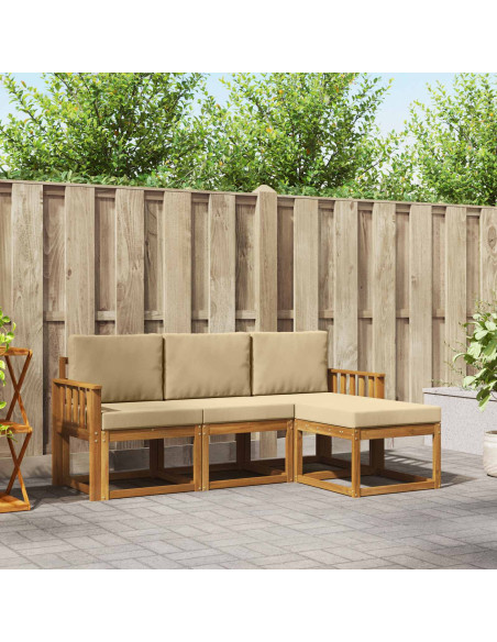Set di divani da esterno con cuscino 4 pcs Naturale e Beige