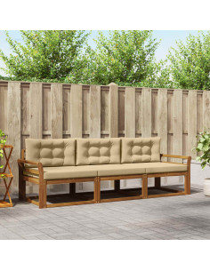 Set di divani da esterno con cuscino 3 pcs Naturale e Beige