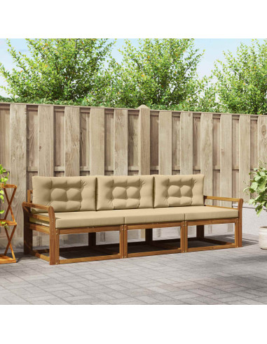Set di divani da esterno con cuscino 3 pcs Naturale e Beige