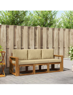 Set di divani da esterno con cuscino 3 pcs Naturale e Beige