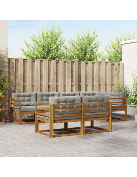 Set di divani da esterno 7 pcs Grigio Naturale e Chiaro