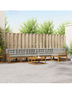Set di divani da esterno 7 pcs Grigio Naturale e Chiaro
