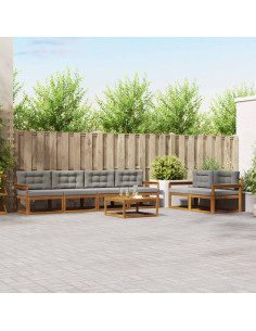 Set di divani da esterno 7 pcs Grigio Naturale e Chiaro