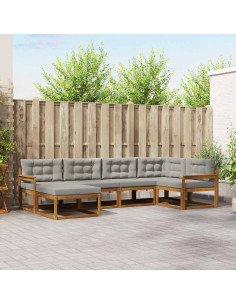Set di divani da esterno 6 pcs Grigio Naturale e Chiaro