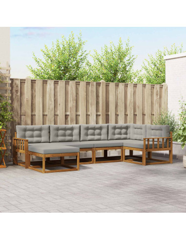 Set di divani da esterno 6 pcs Grigio Naturale e Chiaro