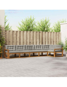 Set di divani da esterno 6 pcs Grigio Naturale e Chiaro
