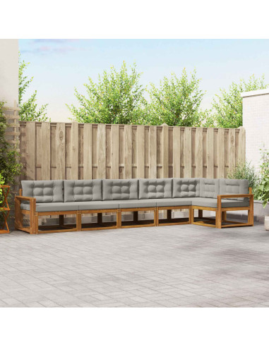 Set di divani da esterno 6 pcs Grigio Naturale e Chiaro