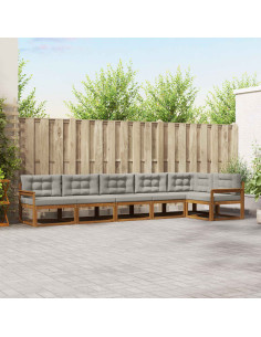 Set di divani da esterno 6 pcs Grigio Naturale e Chiaro